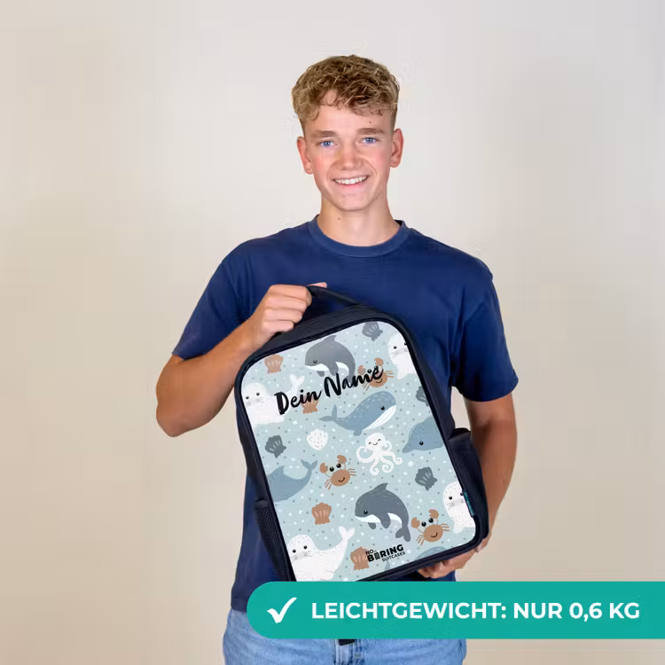 Zee dieren patroon kleurrijk Rugzak - Zwart middel -sfeer7_DE