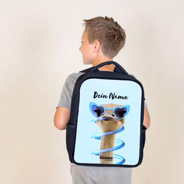 Sierk Struisvogel Blauw Rugzak - Zwart middel -sfeer2