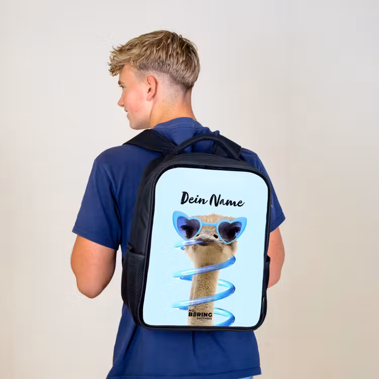 Sierk Struisvogel Blauw Rugzak - Zwart middel -sfeer8