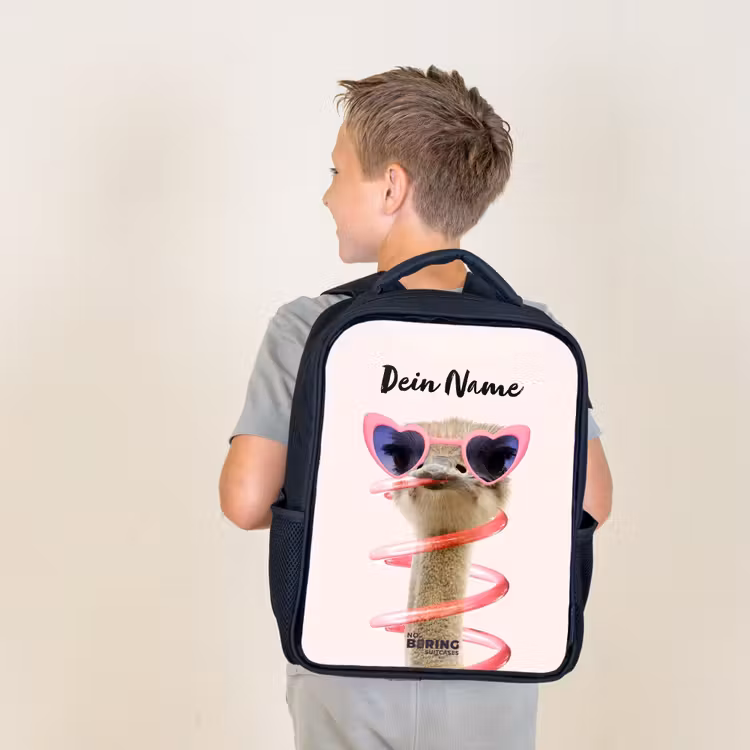Sierk Struisvogel Roze Rugzak - Zwart middel -sfeer2