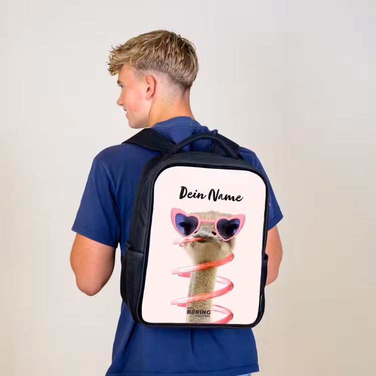 Sierk Struisvogel Roze Rugzak - Zwart middel -sfeer8