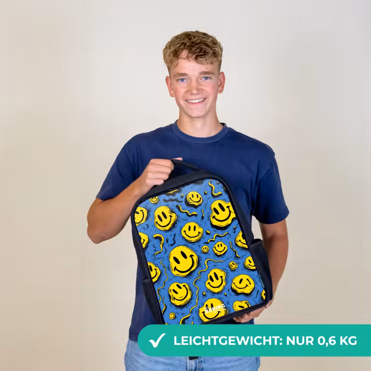 Smiley - Geel - Blauw Rugzak - Zwart middel -sfeer7_DE