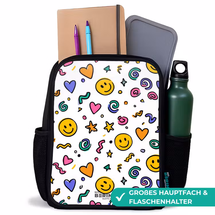 Smiley - Hartje - Ster Rugzak - Zwart middel -inhoud_DE