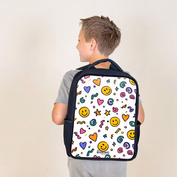 Smiley - Hartje - Ster Rugzak - Zwart middel -sfeer2
