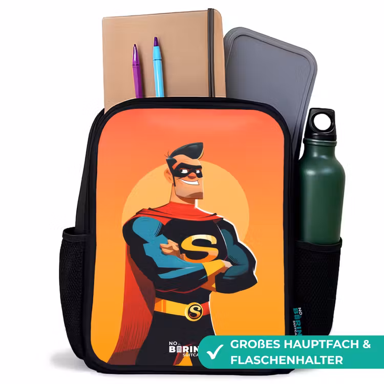 Sunny superhero Rugzak - Zwart middel -inhoud_DE