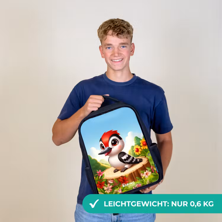Specht op en boomstronk Rugzak - Zwart middel -sfeer7_DE