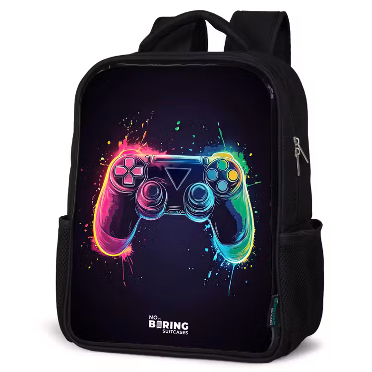Game - Controller - Kleurrijk Rugzak - Zwart middel -schuin