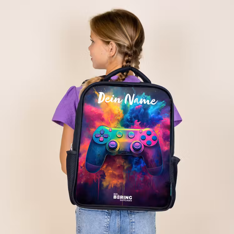 Game - Controller - Kleurrijk - Explosie Rugzak - Zwart middel -sfeer5
