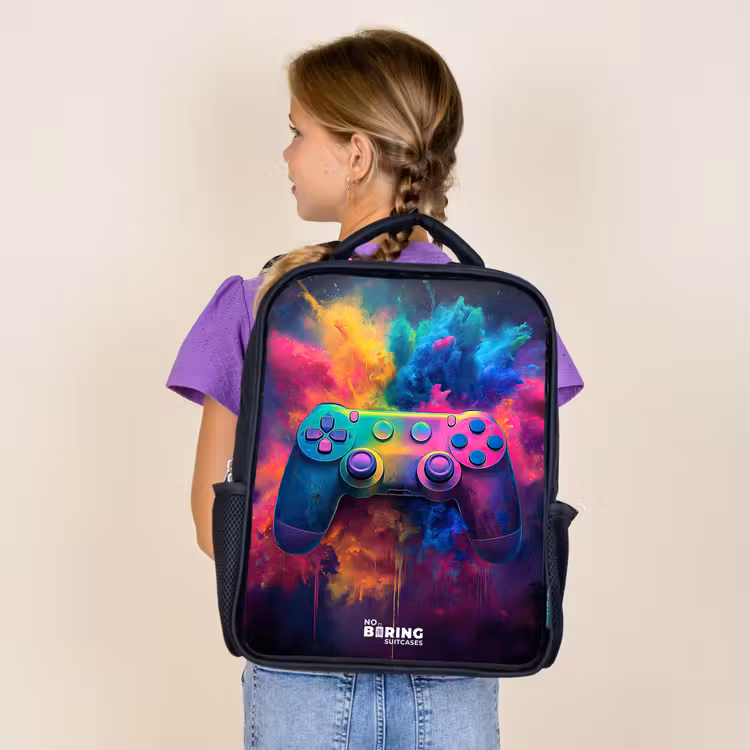 Game - Controller - Kleurrijk - Explosie Rugzak - Zwart middel -sfeer5