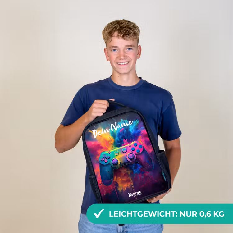 Game - Controller - Kleurrijk - Explosie Rugzak - Zwart middel -sfeer7_DE