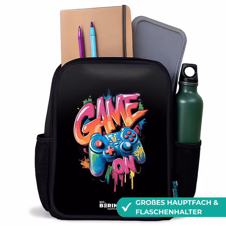 Game - Controller - Graffiti - Neon Rugzak - Zwart middel -inhoud_DE