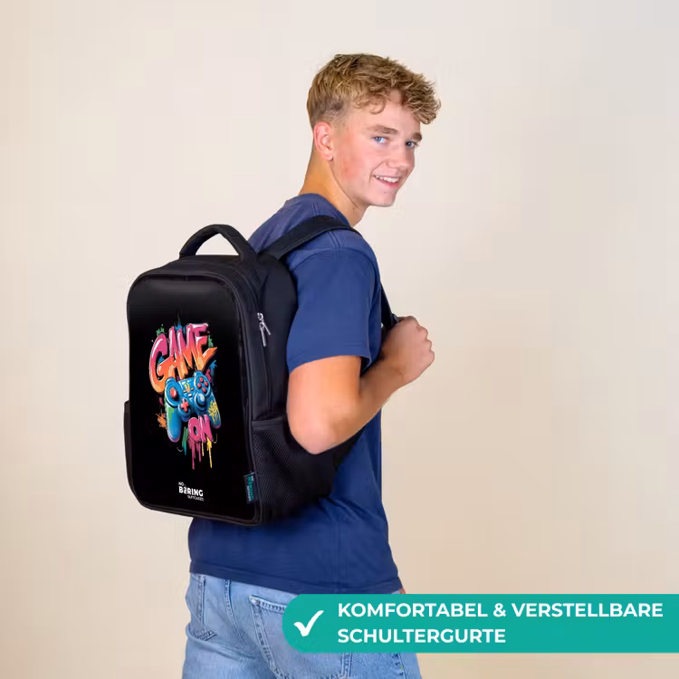 Game - Controller - Graffiti - Neon Rugzak - Zwart middel -sfeer9_DE