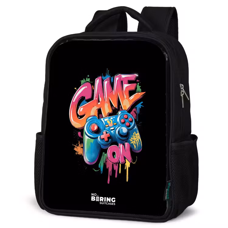 Game - Controller - Graffiti - Neon Rugzak - Zwart middel -schuin