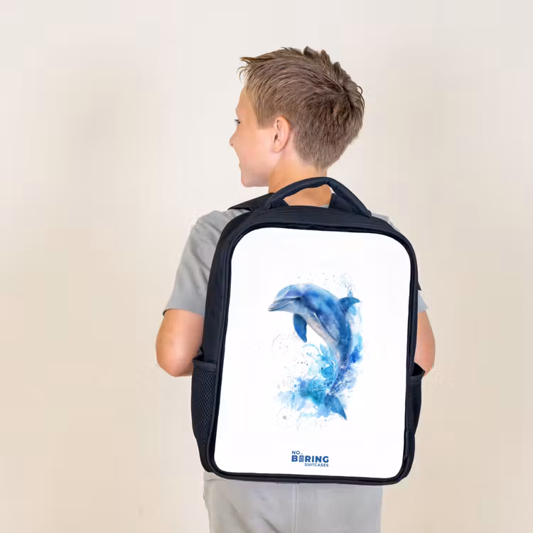 Springende blauwe dolfijn Rugzak - Zwart middel -sfeer2