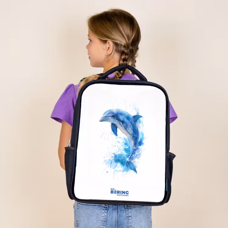 Springende blauwe dolfijn Rugzak - Zwart middel -sfeer5