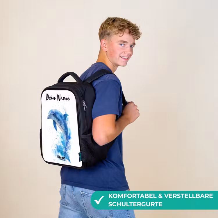 Springende blauwe dolfijn Rugzak - Zwart middel -sfeer9_DE