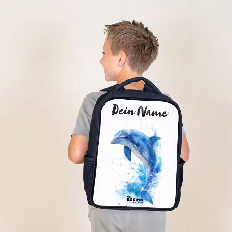 Springende blauwe dolfijn Rugzak - Zwart middel -sfeer2