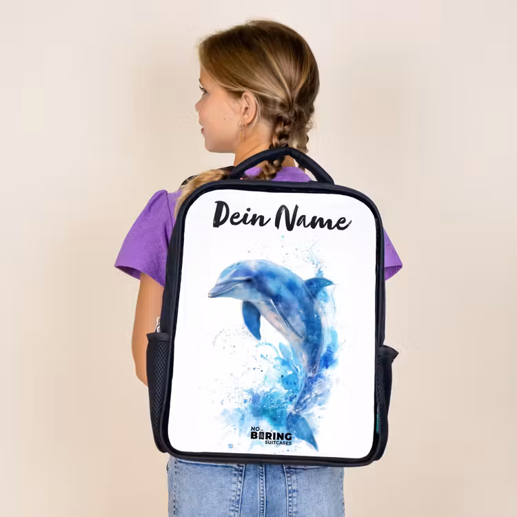 Springende blauwe dolfijn Rugzak - Zwart middel -sfeer5