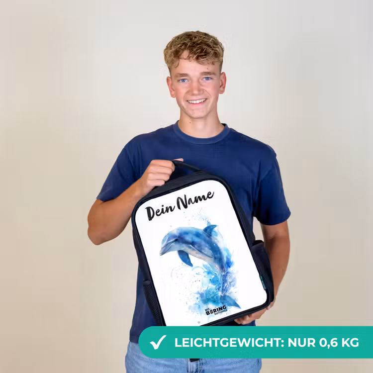 Springende blauwe dolfijn Rugzak - Zwart middel -sfeer7_DE