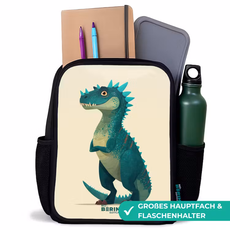 Spiky dino met vriendelijke blik Rugzak - Zwart middel -inhoud_DE