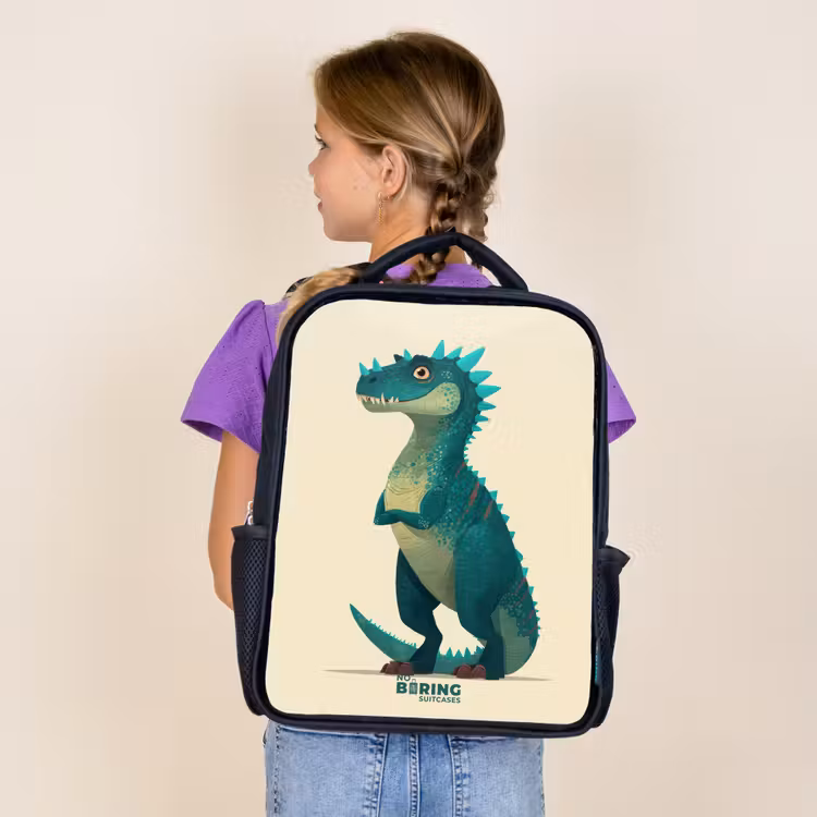 Spiky dino met vriendelijke blik Rugzak - Zwart middel -sfeer5