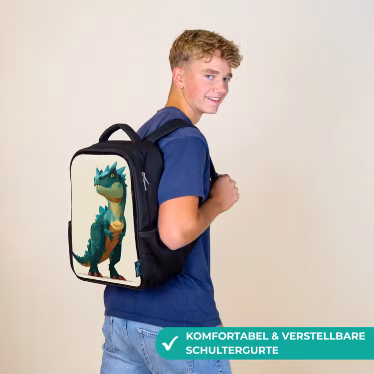 Stekels - Dino - Blauw - Gespierd Rugzak - Zwart middel -sfeer9_DE