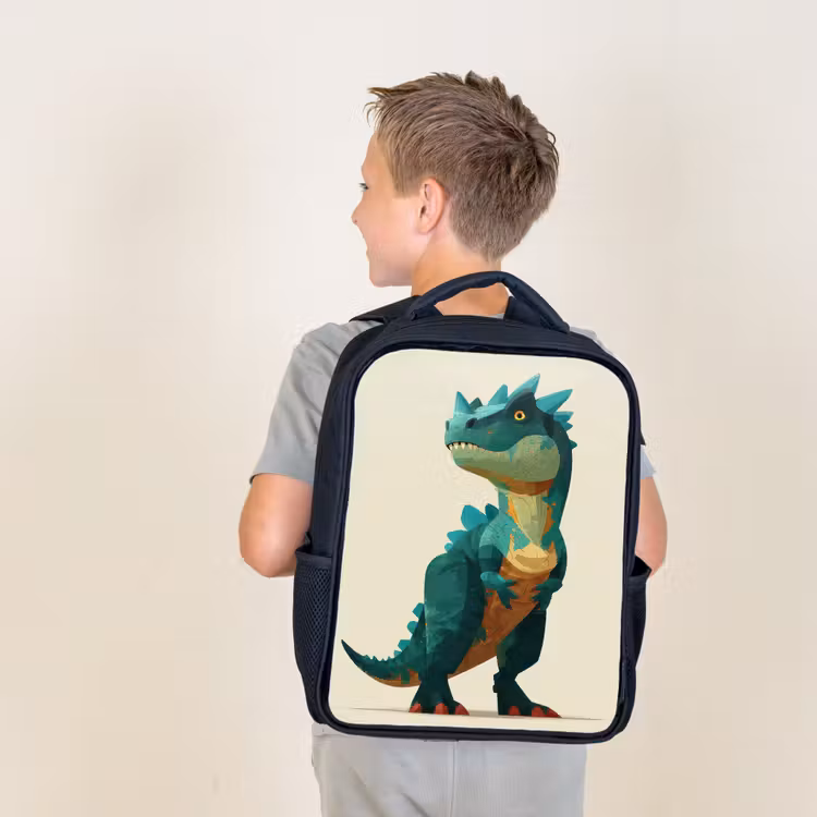 Stekels - Dino - Blauw - Gespierd Rugzak - Zwart middel -sfeer2