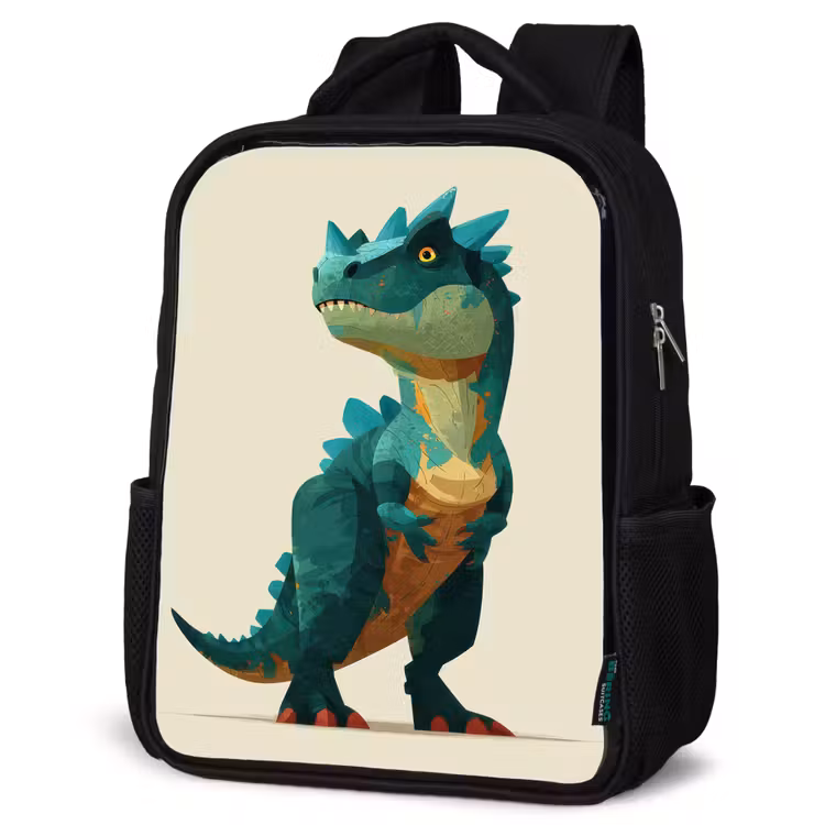 Stekels - Dino - Blauw - Gespierd Rugzak - Zwart middel -schuin