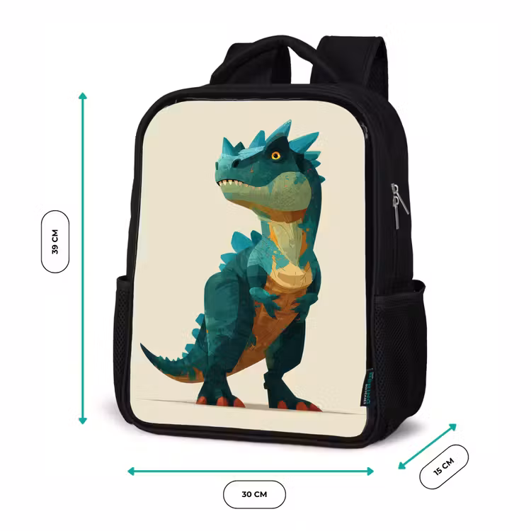 Stekels - Dino - Blauw - Gespierd Rugzak - Zwart middel -productfoto_formaten