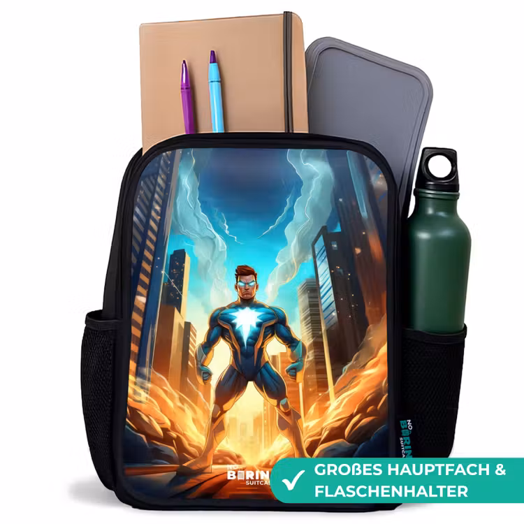 City superhero Rugzak - Zwart middel -inhoud_DE
