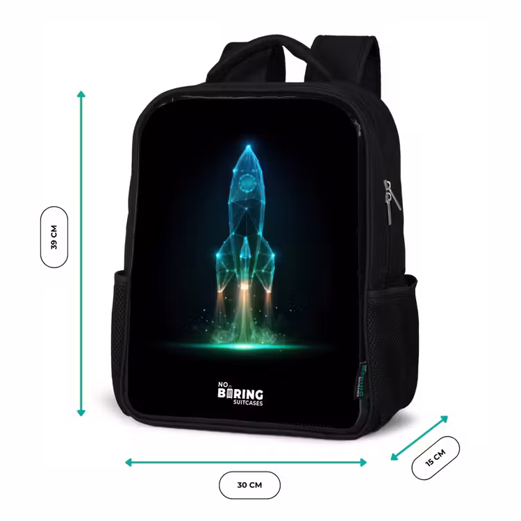 Lancerende raket in neonstijl Rugzak - Zwart middel -productfoto_formaten