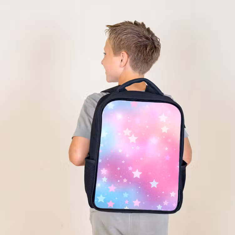 Sterren - Roze - Blauw Rugzak - Zwart middel -sfeer2
