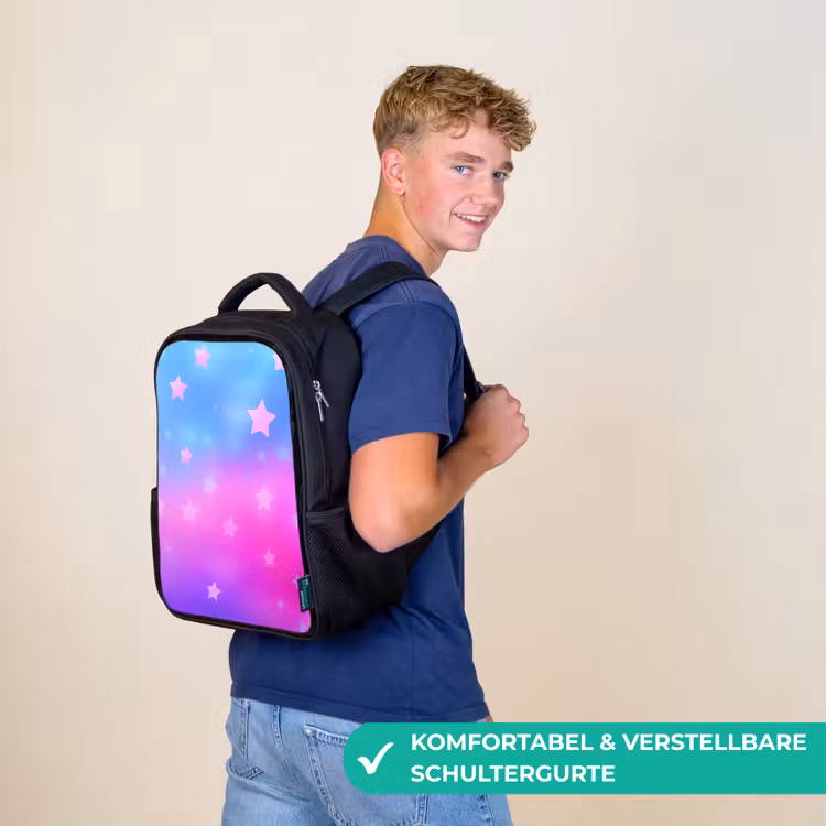 Sterren - Roze - Blauw Rugzak - Zwart middel -sfeer9_DE