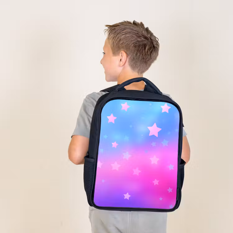 Sterren - Roze - Blauw Rugzak - Zwart middel -sfeer2