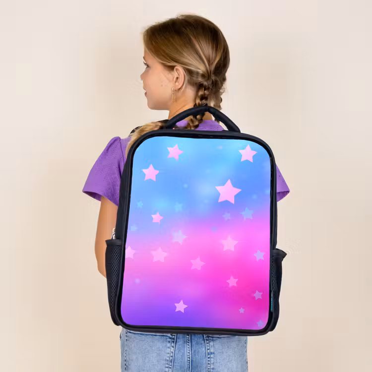 Sterren - Roze - Blauw Rugzak - Zwart middel -sfeer5