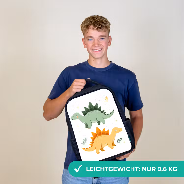 Sterren - Stegosaurussen - Blaadjes - Groen Rugzak - Zwart middel -sfeer7_DE