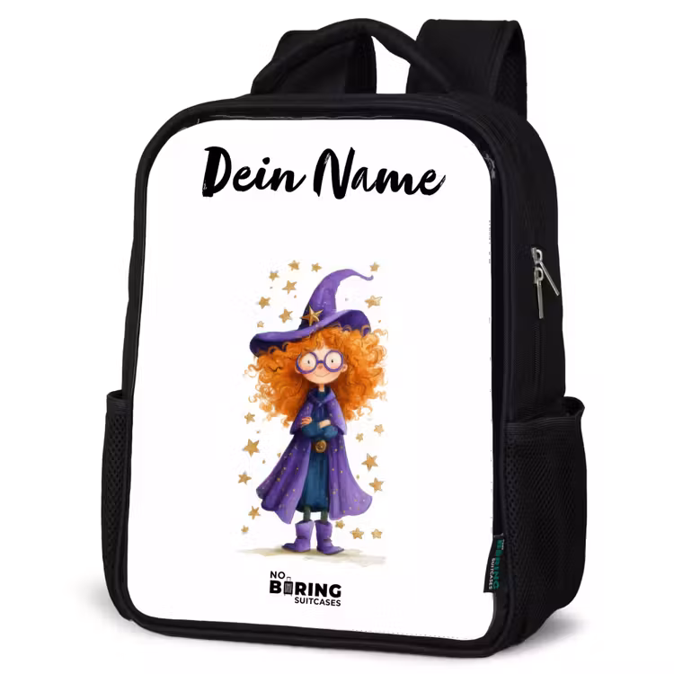 Sterrenmagie met krullen Rugzak - Zwart middel -schuin