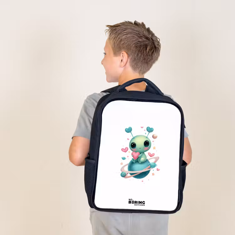 Lief buitenaards wezentje met hartje Rugzak - Zwart middel -sfeer2