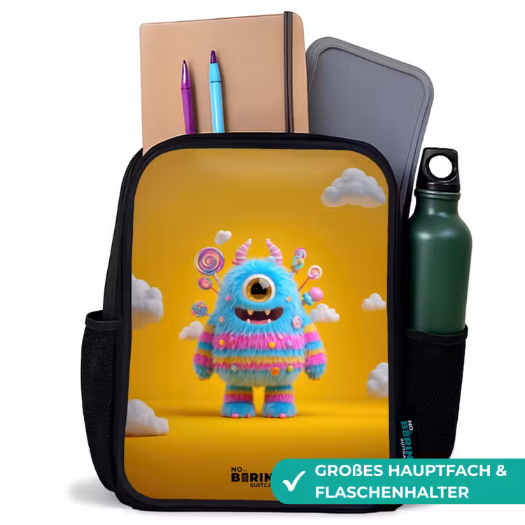 Snoep - Monster - Regenboog Rugzak - Zwart middel -inhoud_DE