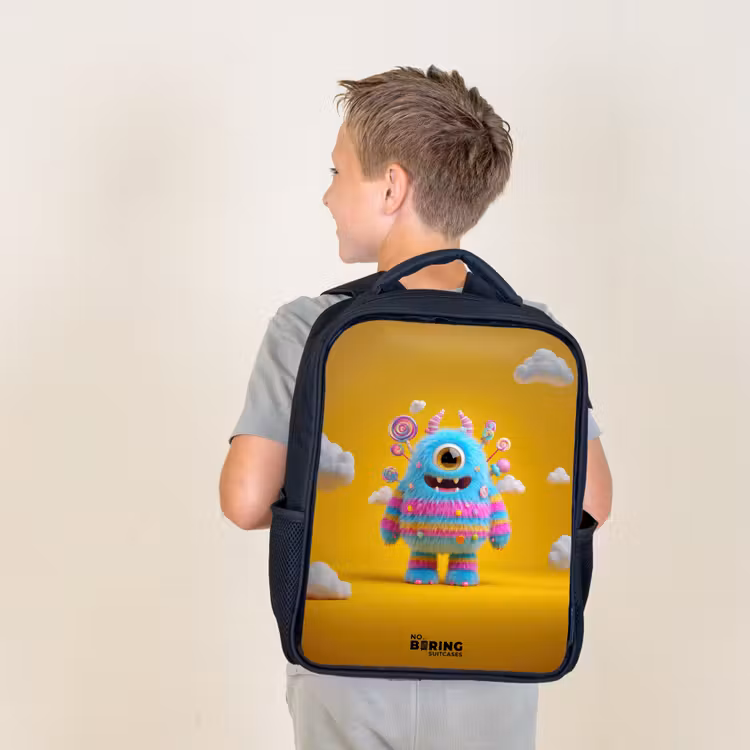 Snoep - Monster - Regenboog Rugzak - Zwart middel -sfeer2