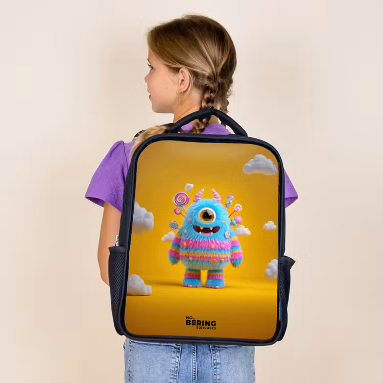 Snoep - Monster - Regenboog Rugzak - Zwart middel -sfeer5
