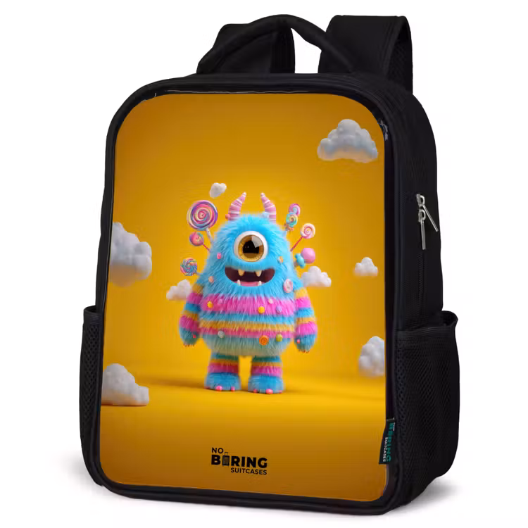 Snoep - Monster - Regenboog Rugzak - Zwart middel -schuin