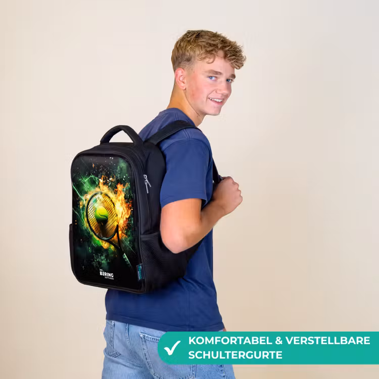 Tennisbal in vlammen bij krachtige smash Rugzak - Zwart middel -sfeer9_DE
