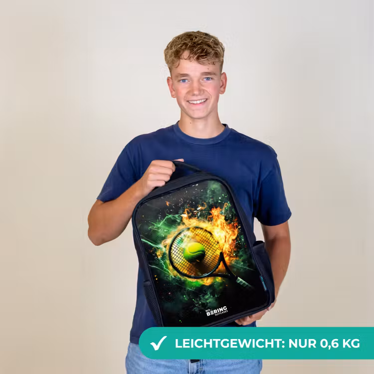 Tennisbal in vlammen bij krachtige smash Rugzak - Zwart middel -sfeer7_DE