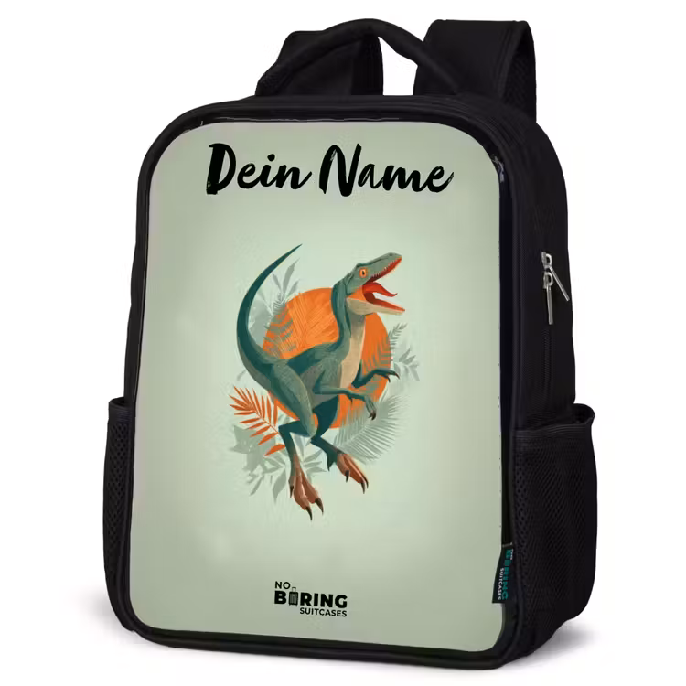 Dier - Dino - Natuur Rugzak - Zwart middel -schuin