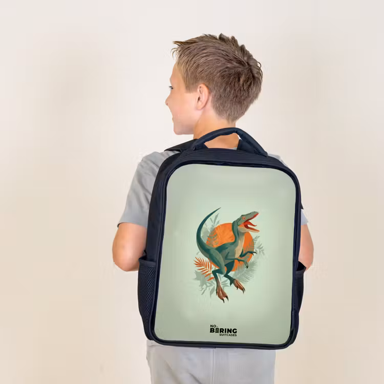 Dier - Dino - Natuur Rugzak - Zwart middel -sfeer2