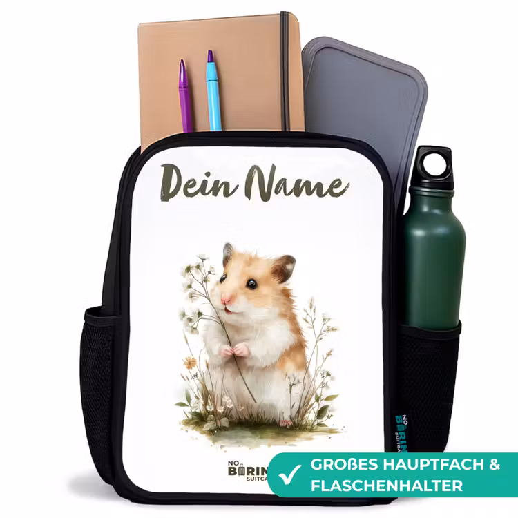 Dier - Natuur - Hamster Rugzak - Zwart middel -inhoud_DE