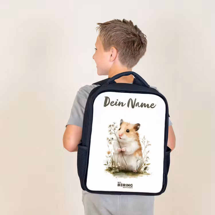 Dier - Natuur - Hamster Rugzak - Zwart middel -sfeer2