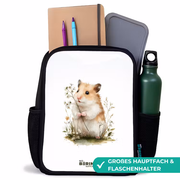 Dier - Natuur - Hamster Rugzak - Zwart middel -inhoud_DE
