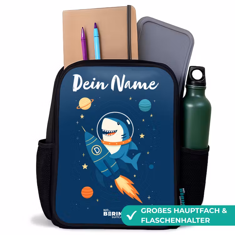 Dier - Ruimte - Planeet - Raket Rugzak - Zwart middel -inhoud_DE
